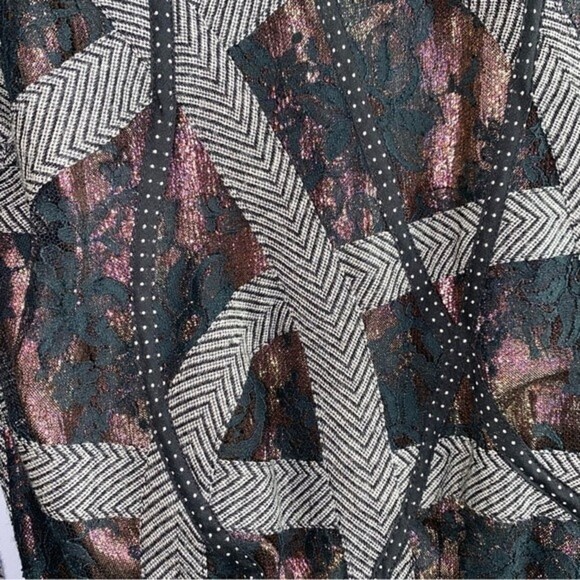 Rare Vintage KOOS Van Den Akker New York Metallic Lace Overly Button Sweater S - Picture 6 of 15